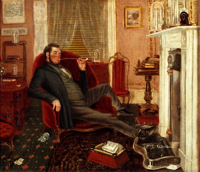 Man smoking in a parlour, 1862 by John Edward Soden